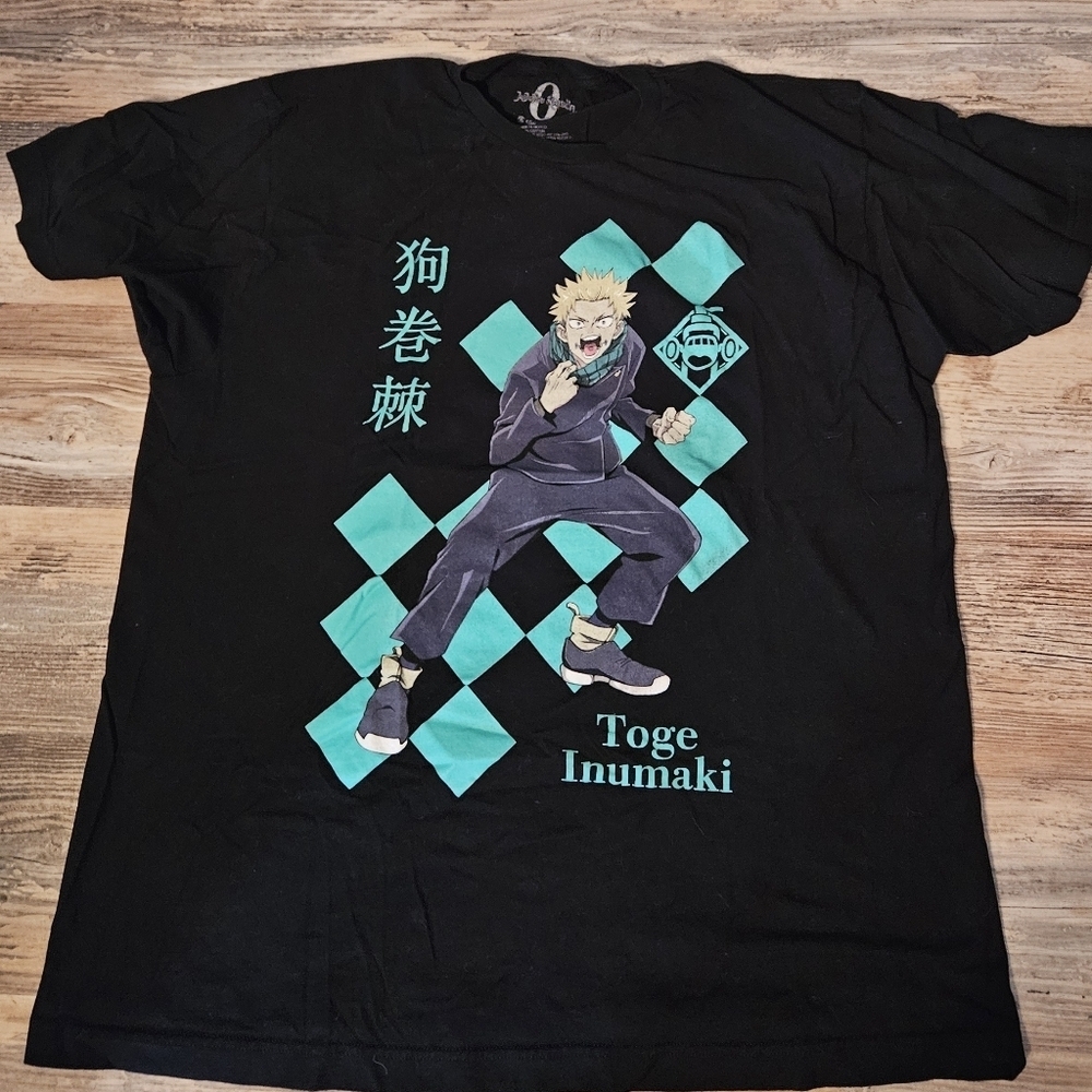 Hot Topic Black and Teal Anime Graphic Tee Jujitsu Kaisen Anime Manga